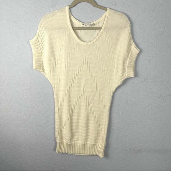 Trina Turk Women’s Short Sleeve Scoop Neck Cotton Blend Sweater S/M - Picture 1 of 7